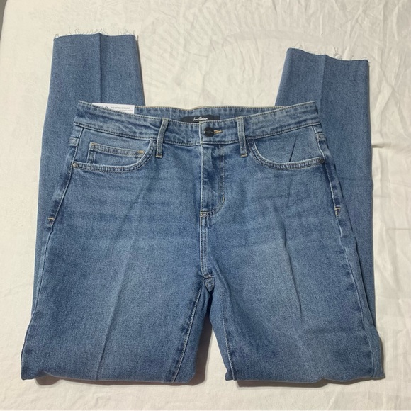Sam Edelman The Kitten Straight Leg Raw Hem Jeans Quinn Denim Blue NWT Size 8/29 - Picture 2 of 9